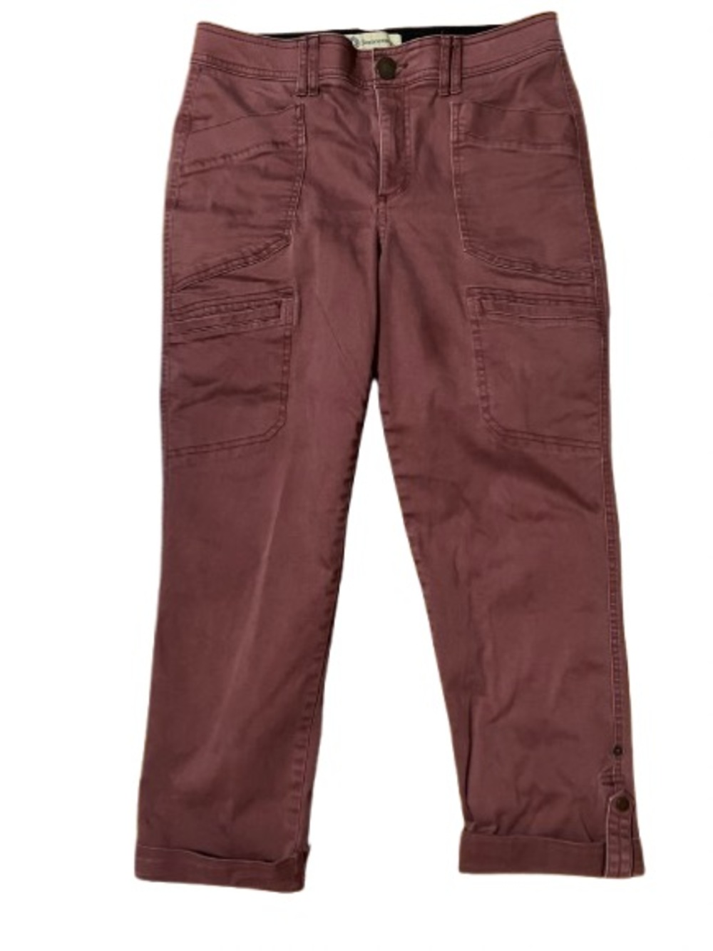 Democracy Ab Technology Women's Cargo-Style Cropped Jeans in Burgundy Size 10